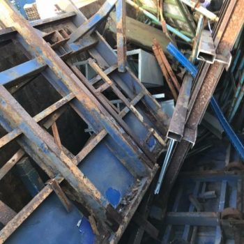 All scrap steel put in Roll on Roll off skip, ready for collection